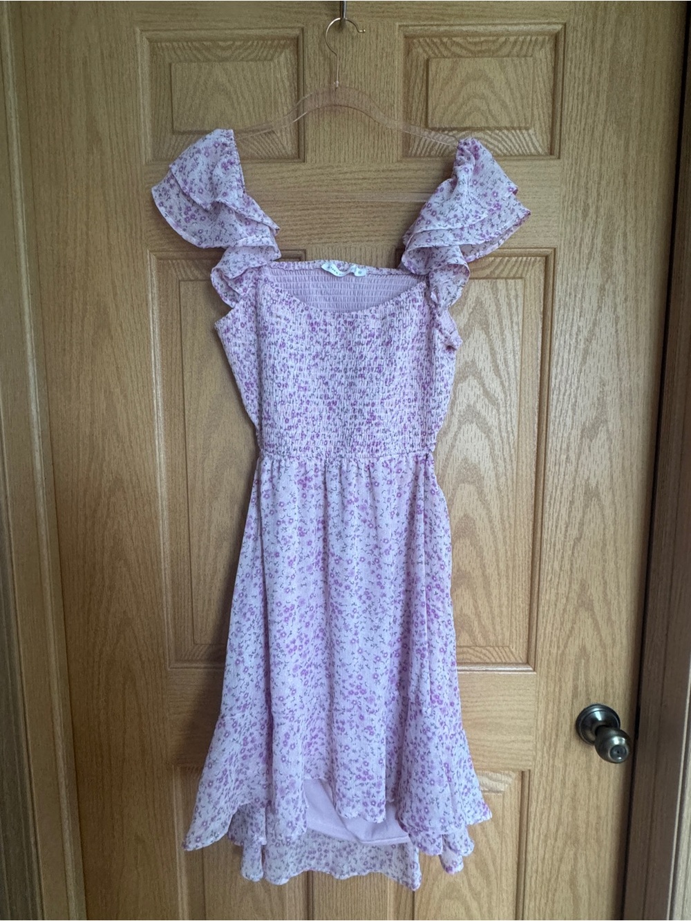 Altar'd State Lilac Floral Ruffle Strap Dress